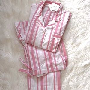 Victoria’s Secret cotton pajamas. White with pink stripes. Size M. NWT